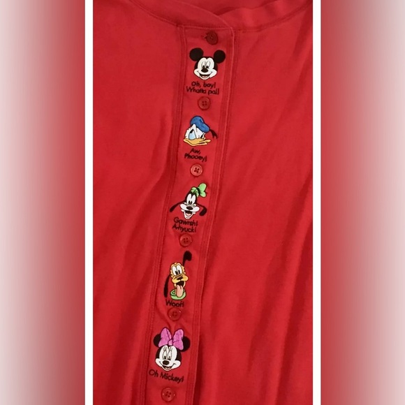 Vtg The Disney Catalog Jumpsuit Pajama Red Butt Flap L/XL Disney Characters - Picture 3 of 14